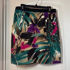 ANN TAYLOR Woman's Silk Cotton  Skirt S: 10 Pockets Abstract Floral.  F:1157